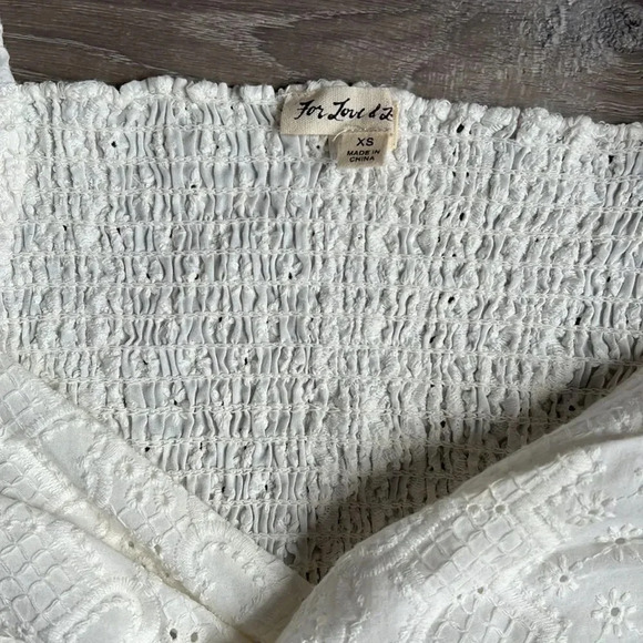 For Love & Lemons Charlotte Eyelet Wrap Top in White Heart - Picture 6 of 11